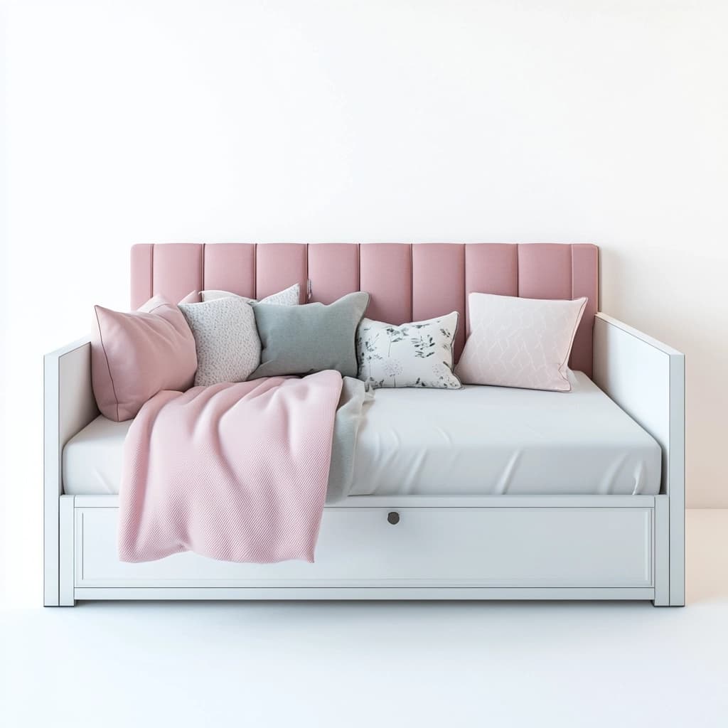 Sofá cama estructura de madera de pino tapizado de tela multicolor 200x90 cm